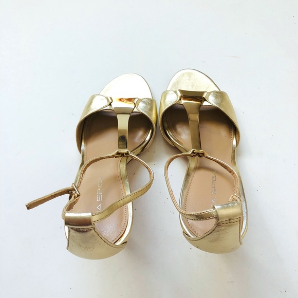 Via Spiga Gold Leather Open Toe Heels Sandals - Picture 10 of 13